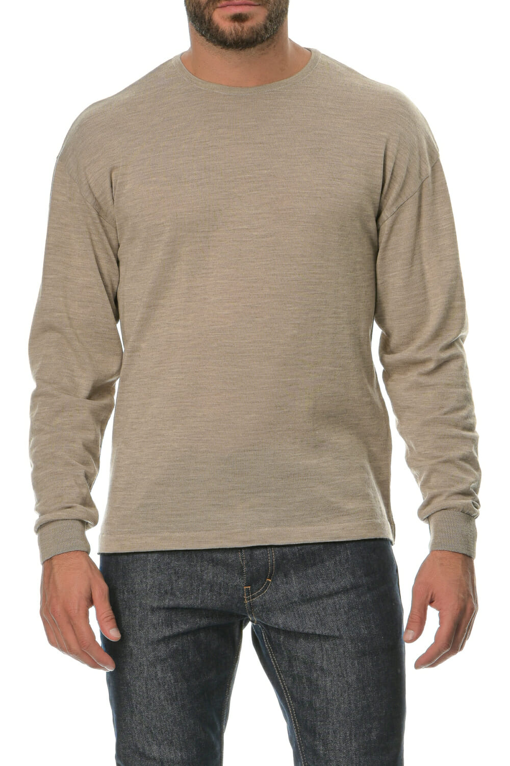 Merino Wool natural Man T-Shirt Lsl - Image 2