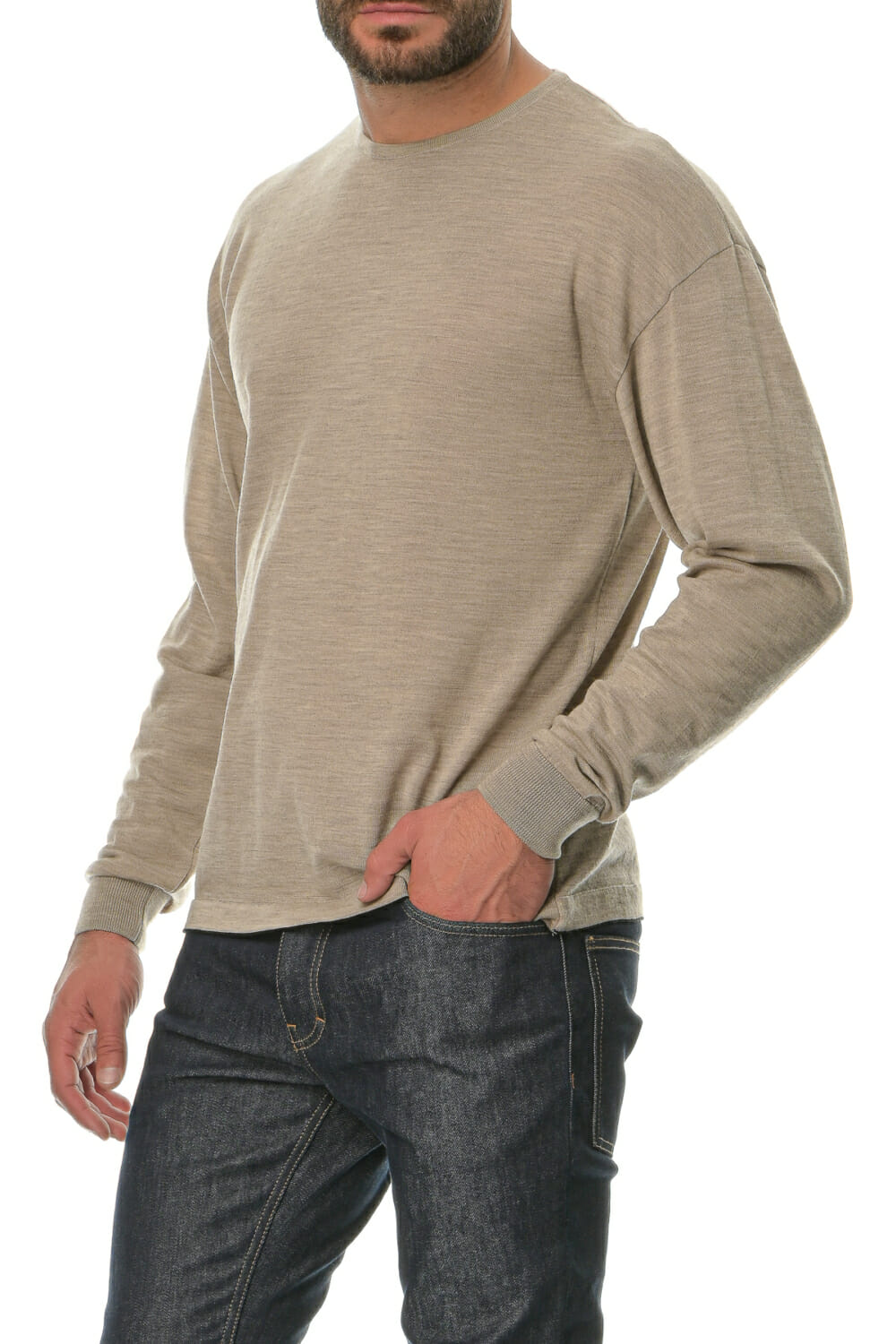 Merino Wool natural Man T-Shirt Lsl