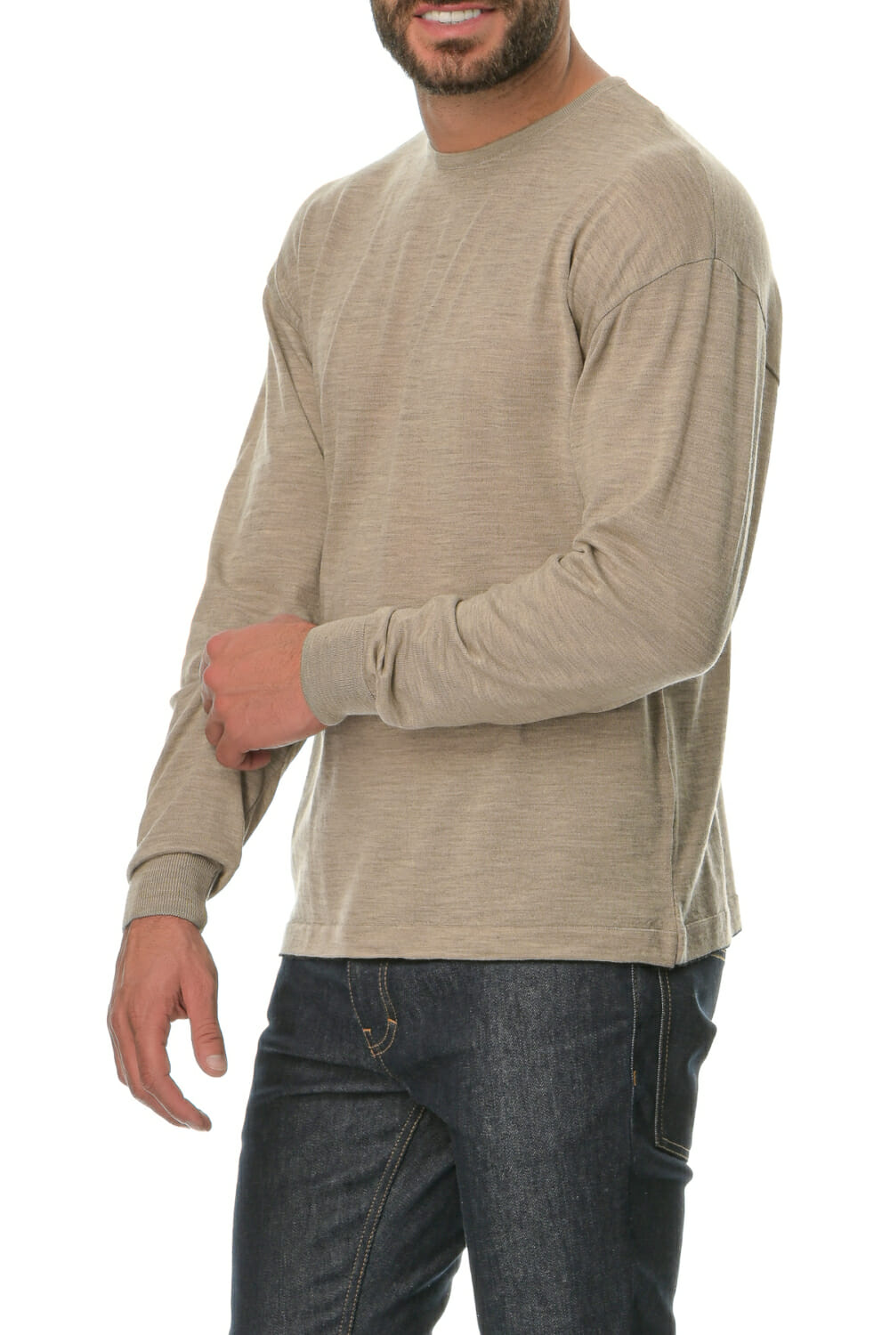 Merino Wool natural Man T-Shirt Lsl - Image 4