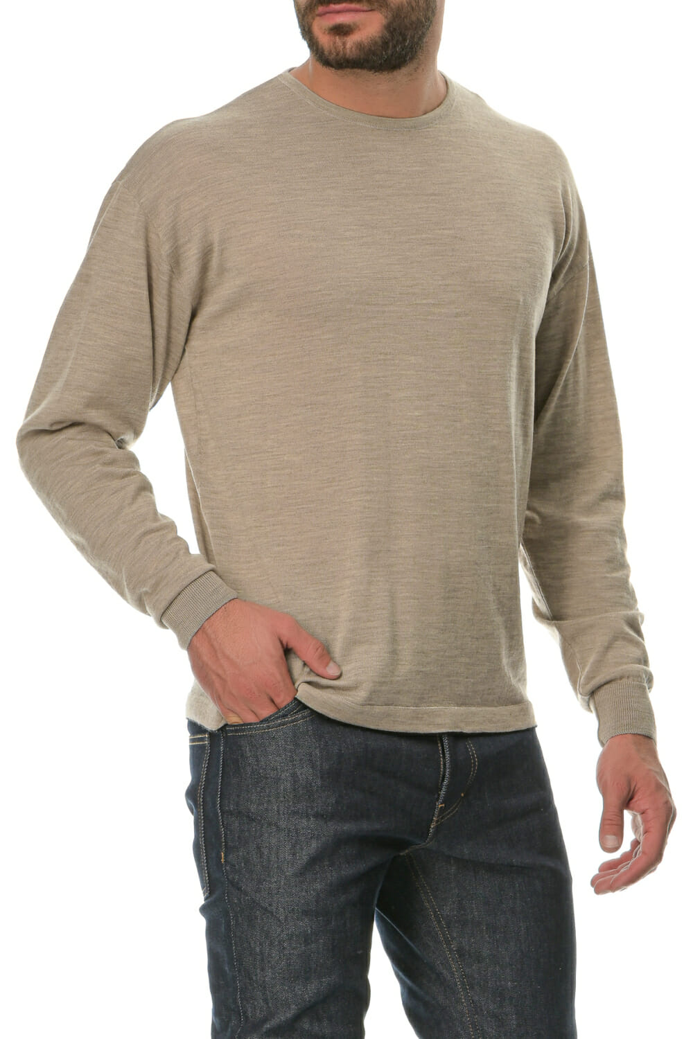 Merino Wool natural Man T-Shirt Lsl - Image 5