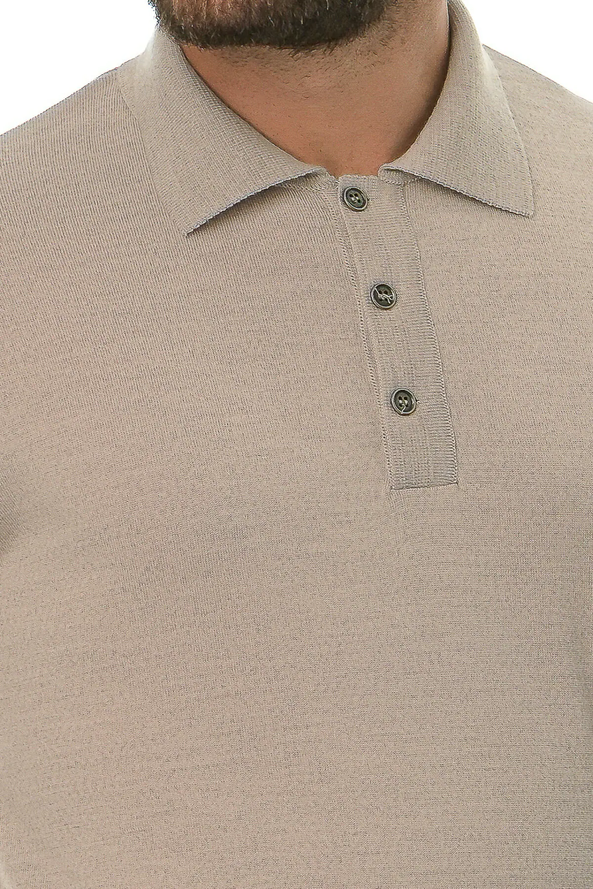 Merino Wool natural Man Polo T-Shirt Lsl - Image 9