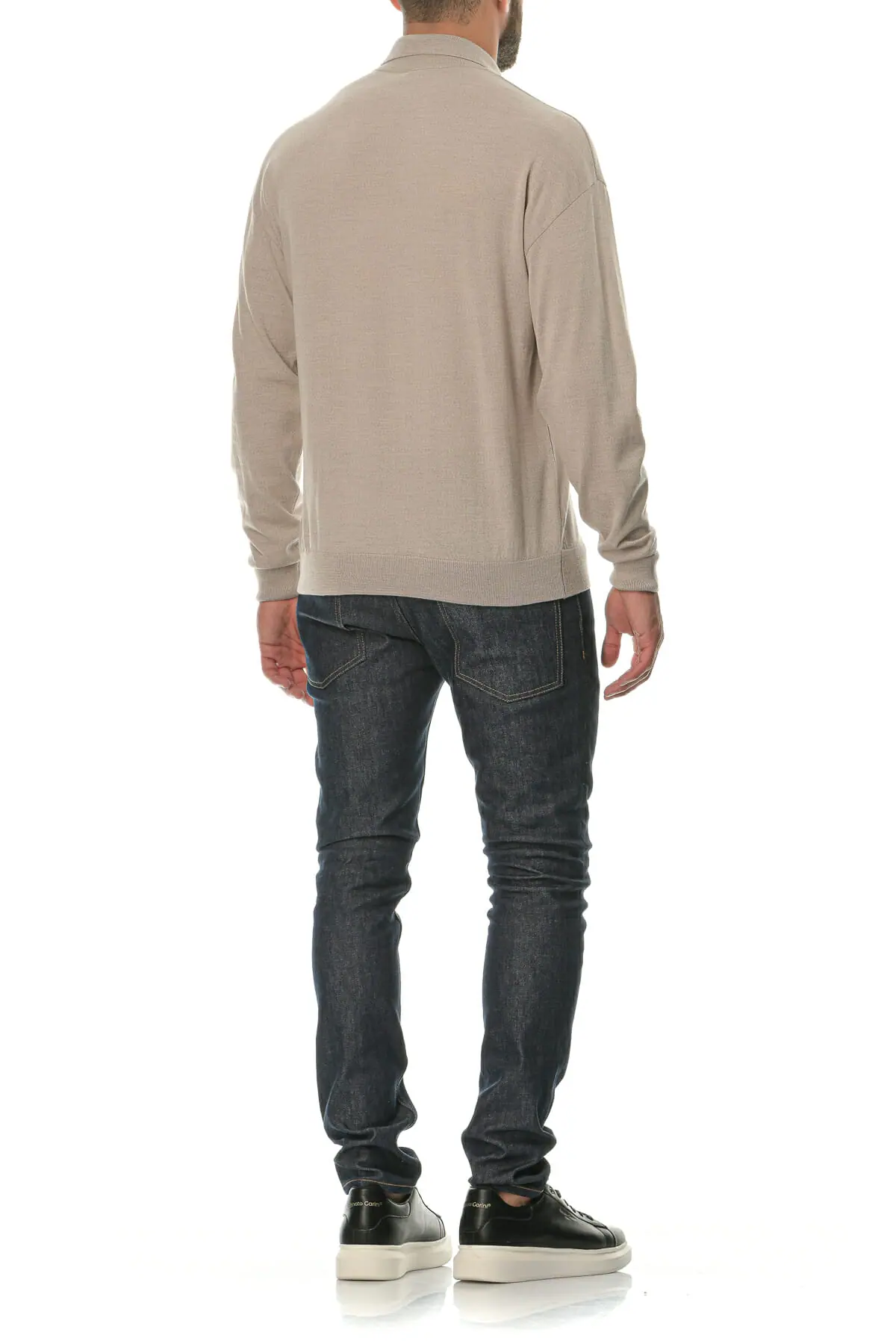 Merino Wool natural Man Polo T-Shirt Lsl - Image 8