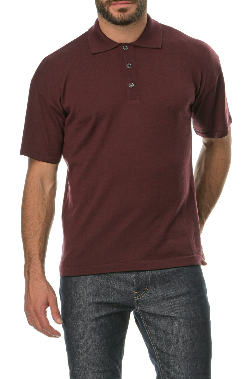 Merino Wool bordeaux Man Polo T-Shirt