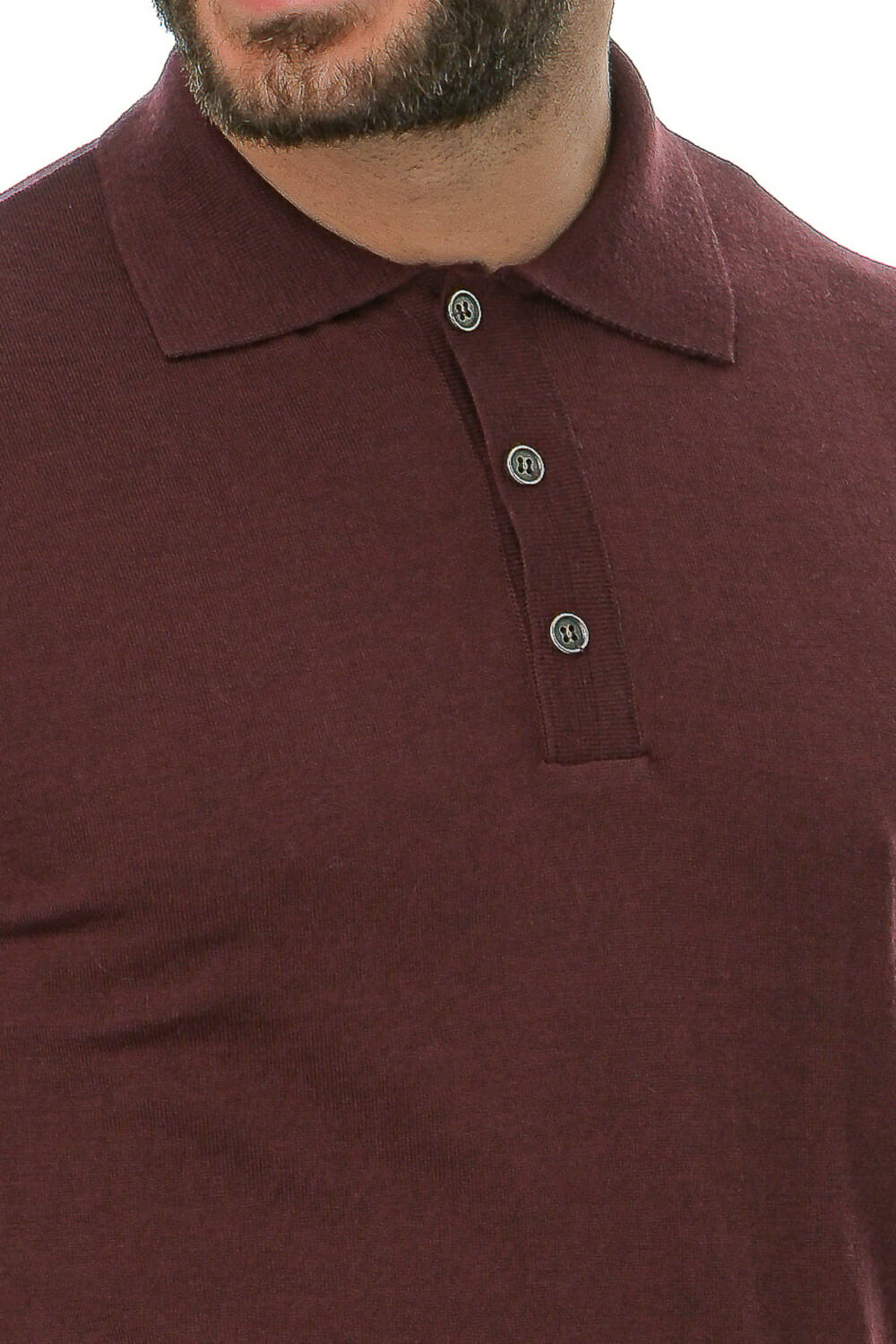 Merino Wool bordeaux Man Polo T-Shirt - Image 9