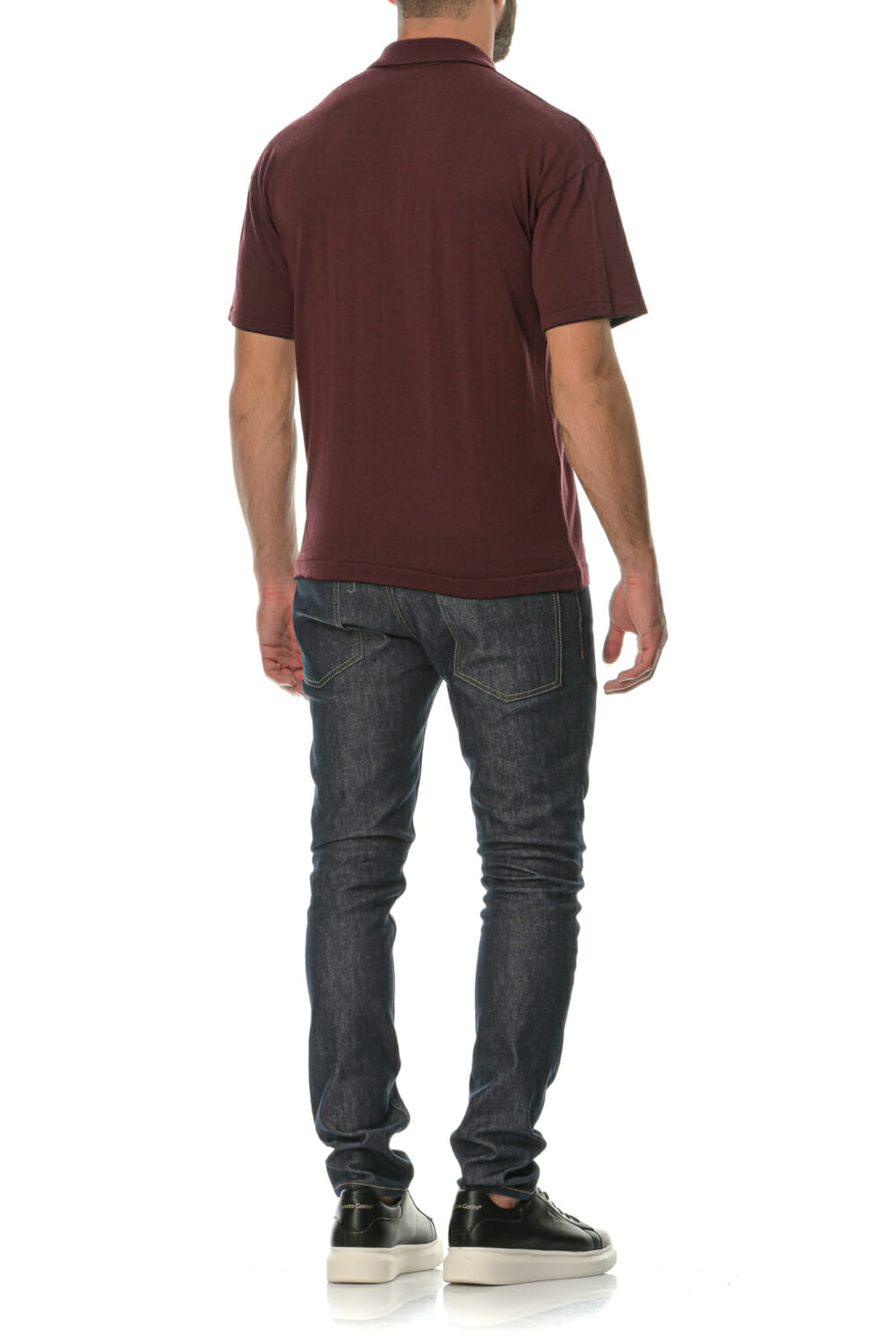 Merino Wool bordeaux Man Polo T-Shirt - Image 8
