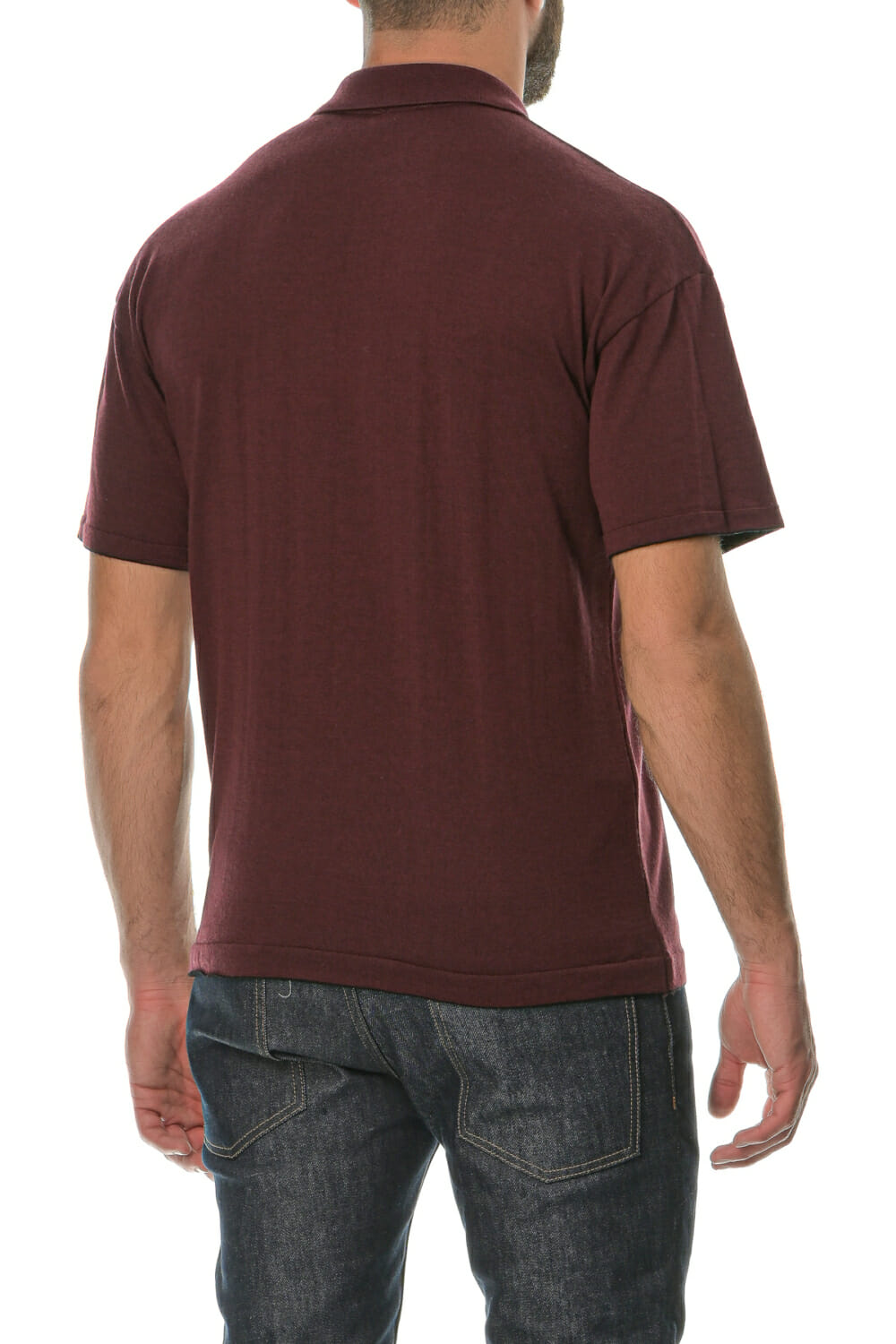 Merino Wool bordeaux Man Polo T-Shirt - Image 4