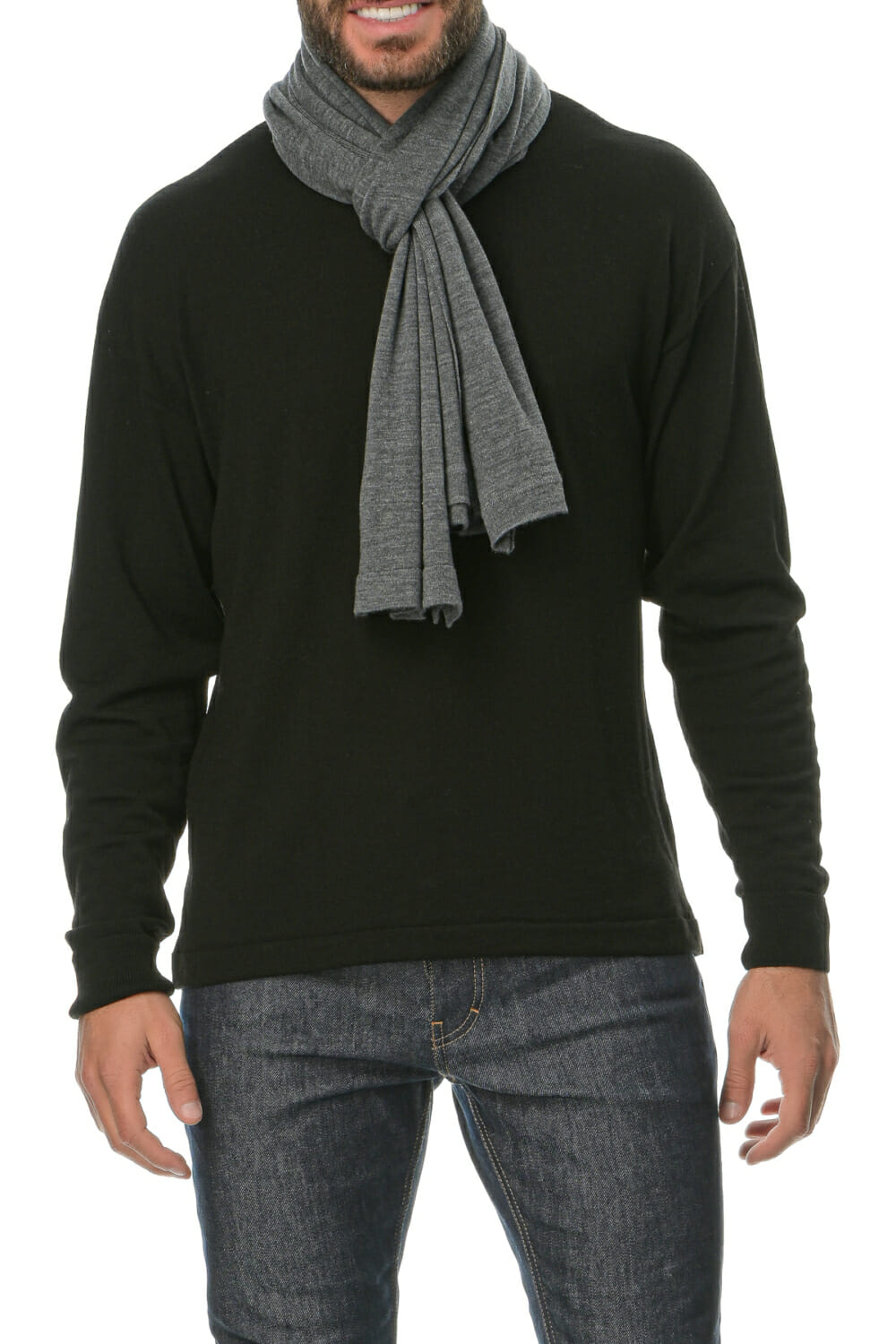 Merino Wool gray Man Scarf