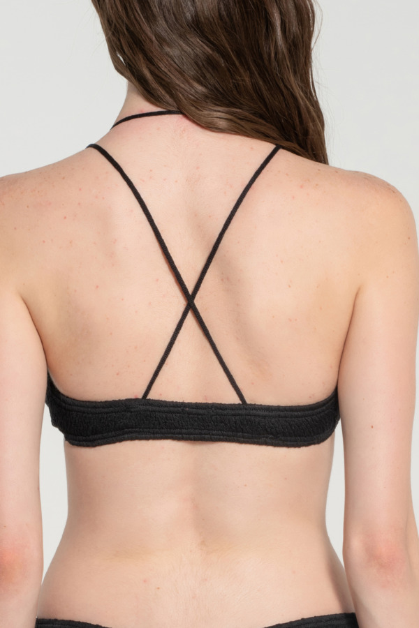 Βαμβακερό Μαγιό Μπικίνι Τριγωνάκι Μαύρο