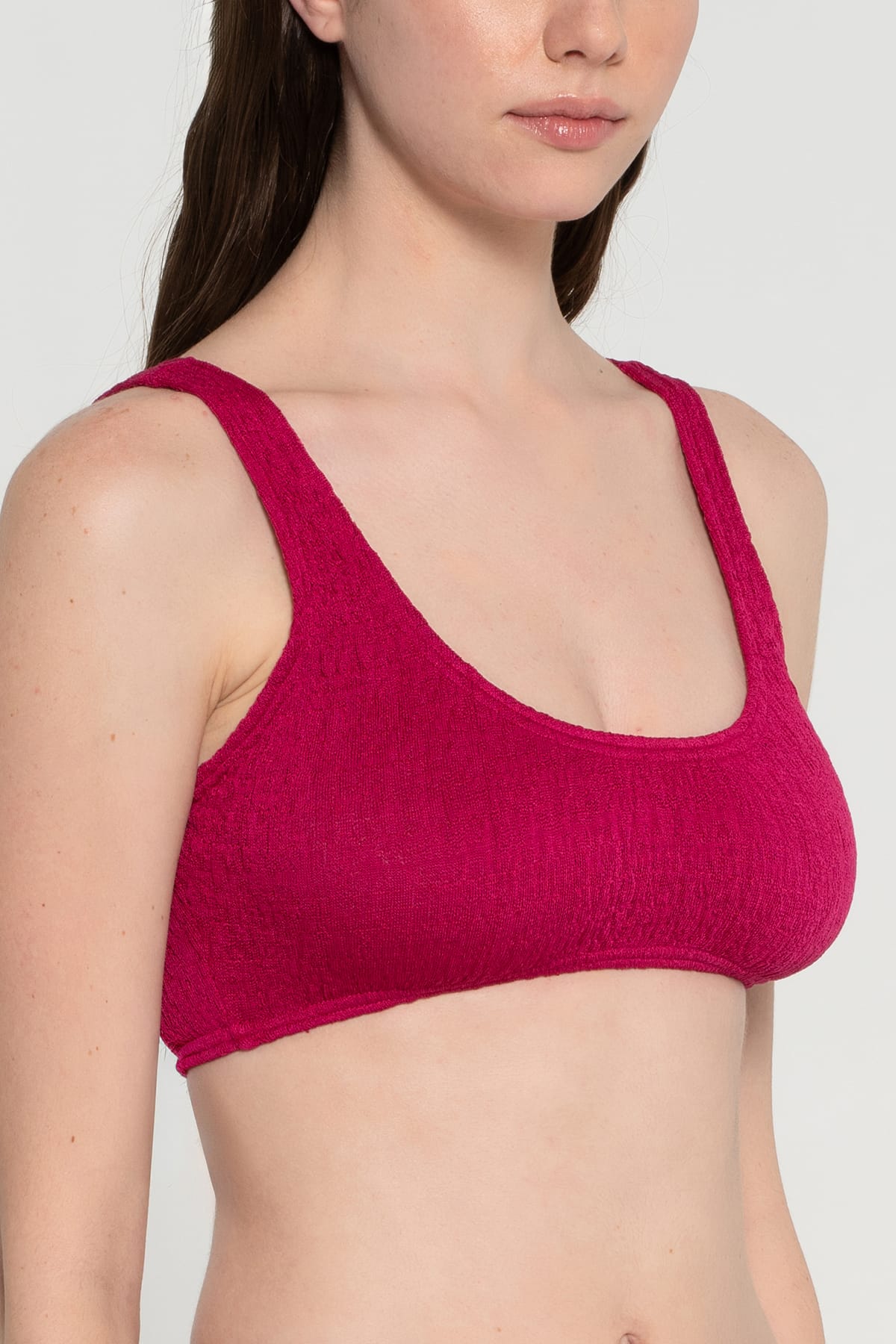 Pepper Vally cotton swimwear bikini bustier cherry detail top