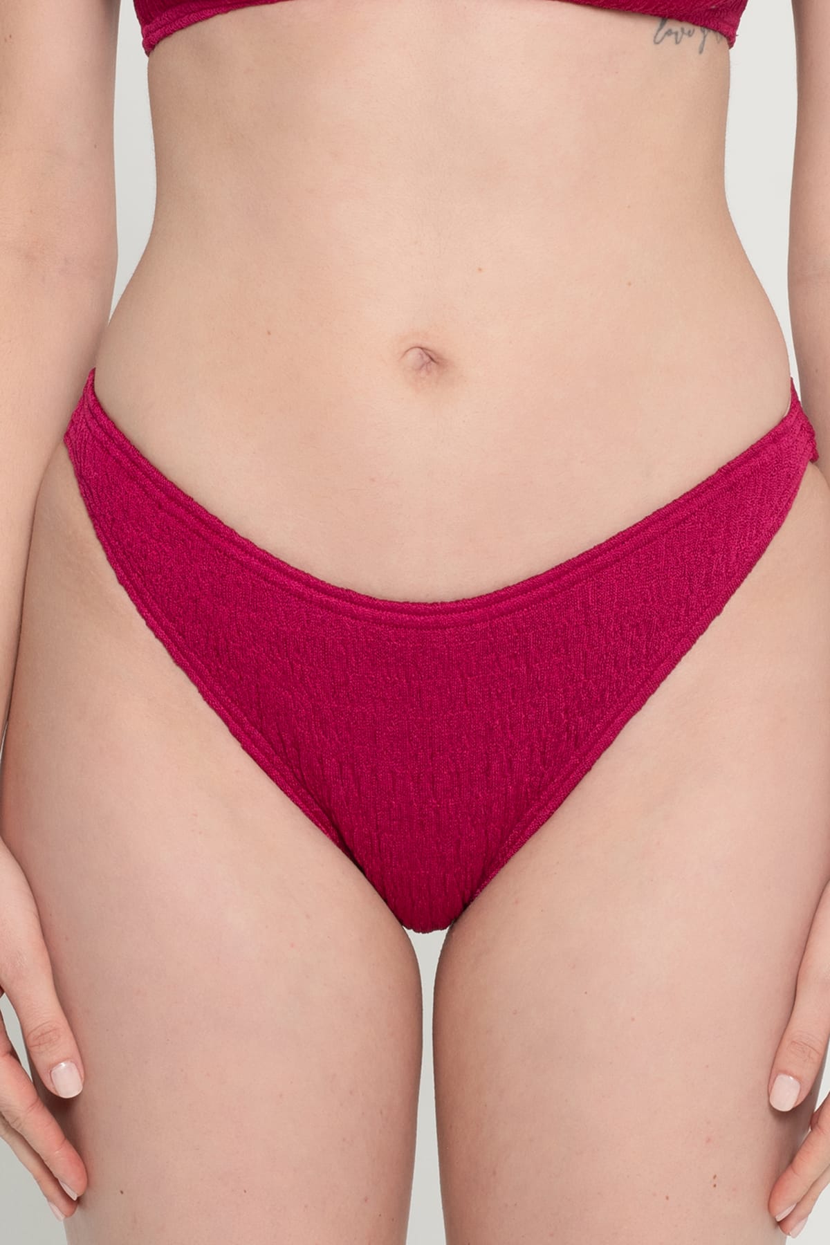 Pepper Vally cotton swimwear bikini bustier cherry detail