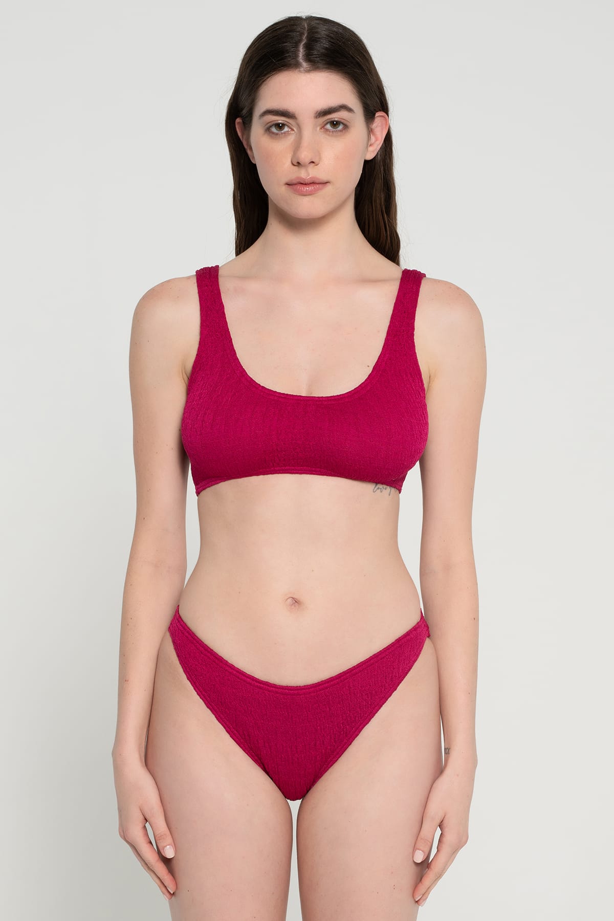 Pepper Vally cotton swimwear bikini bustier cherry front