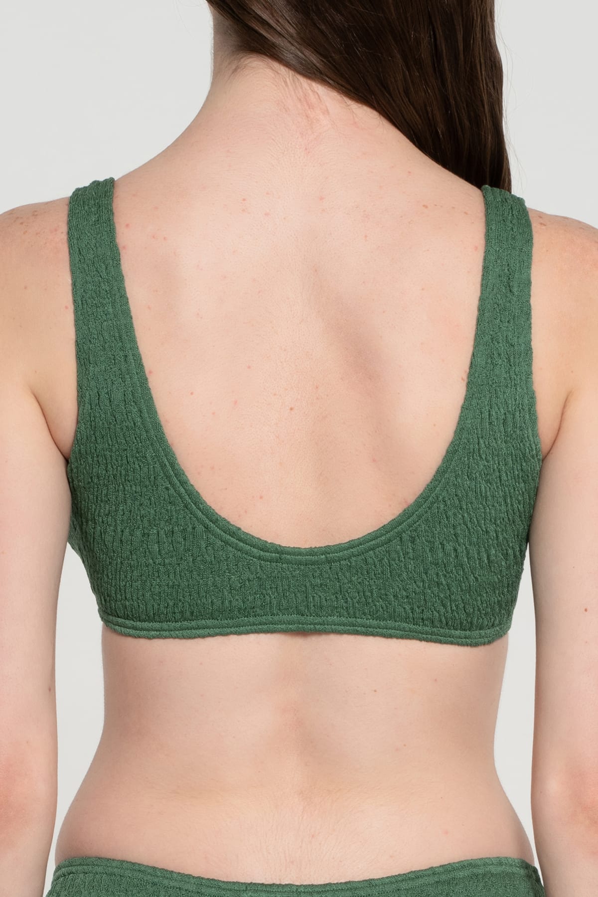 Pepper Vally cotton swimwear bikini bustier green top back