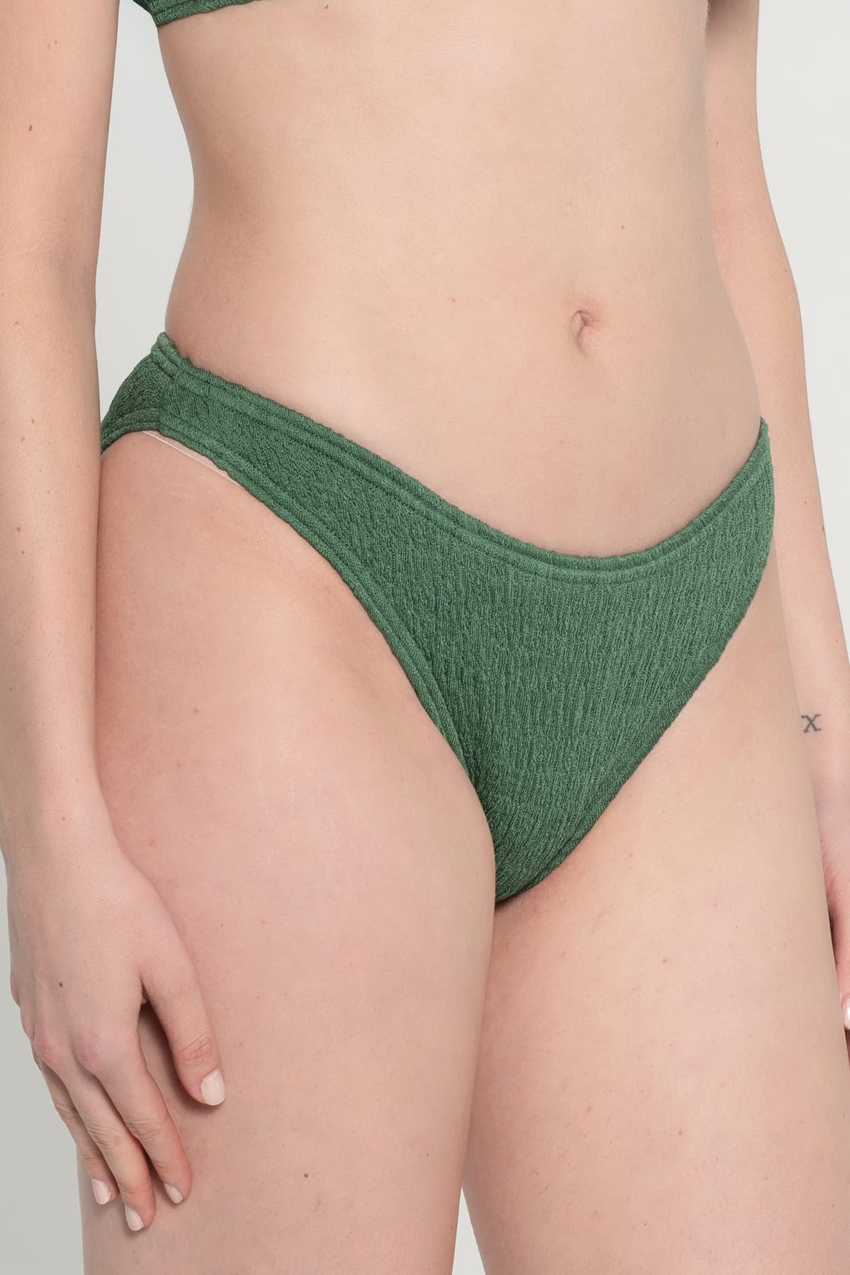 Pepper Vally cotton swimwear bikini bustier green crop