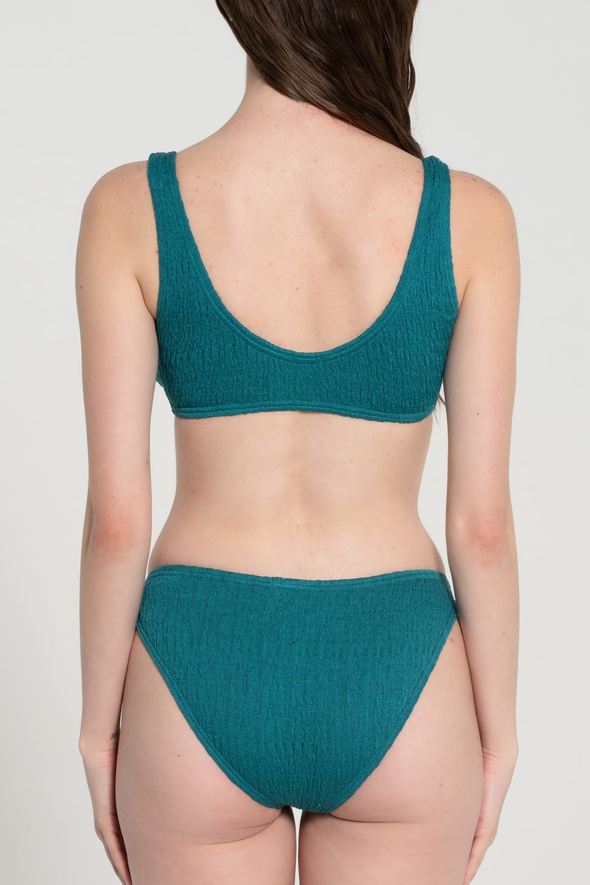 Pepper Vally cotton swimwear bikini bustier ionian teal crop back