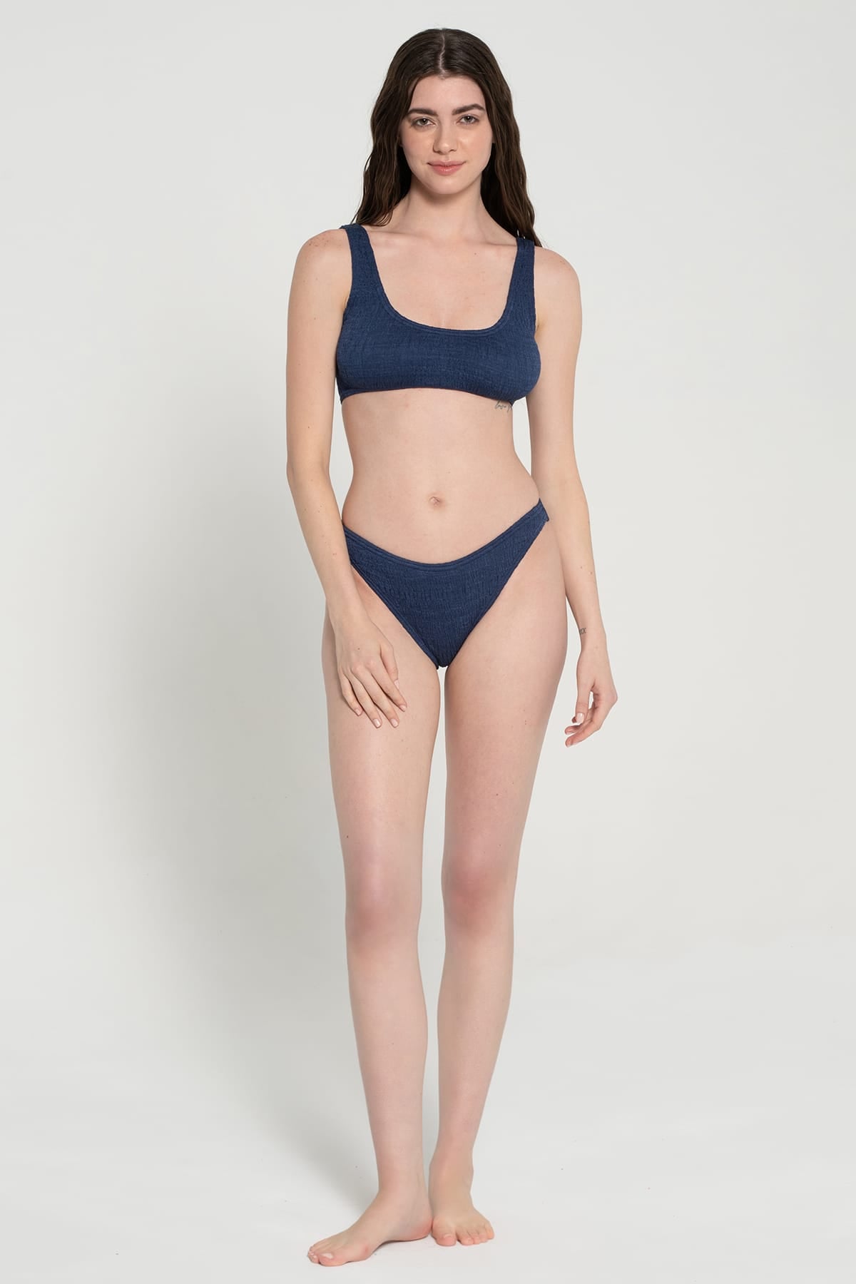 Pepper Vally cotton swimwear bikini bustier ocean blue hero