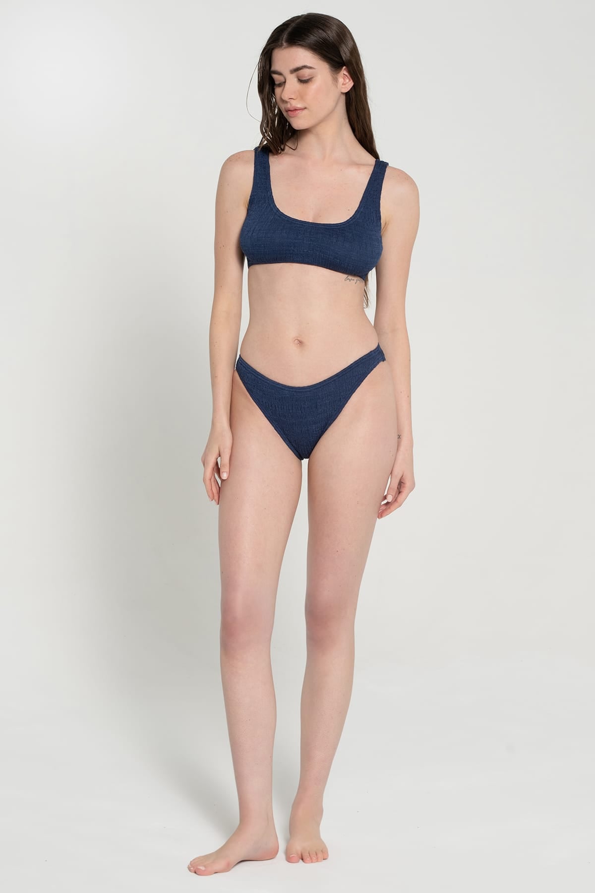 Pepper Vally cotton swimwear bikini bustier ocean blue lifestyle