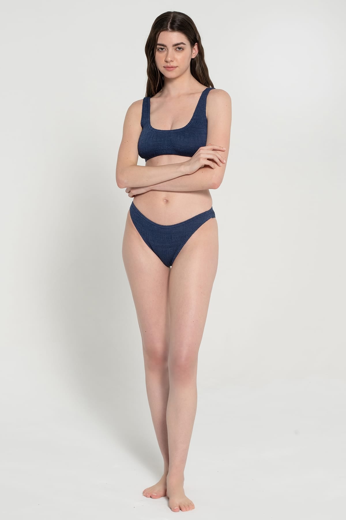 Pepper Vally cotton swimwear bikini bustier ocean blue lifestyle studio