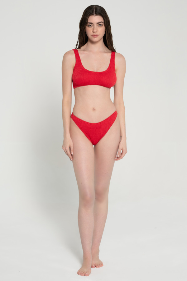 Pepper Vally cotton swimwear bikini bustier red hero