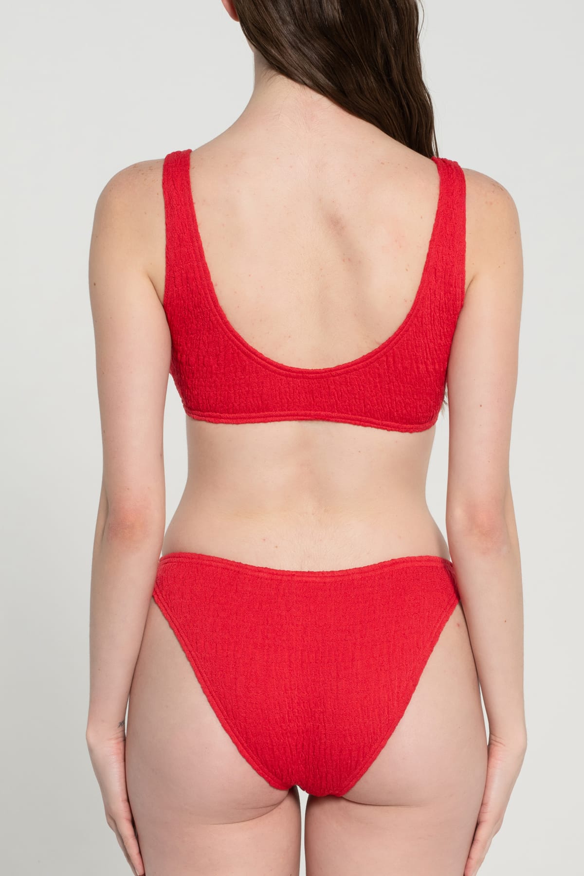 Pepper Vally cotton swimwear bikini bustier red crop back