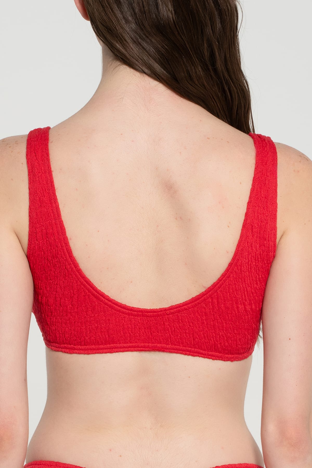 Pepper Vally cotton swimwear bikini bustier red back top