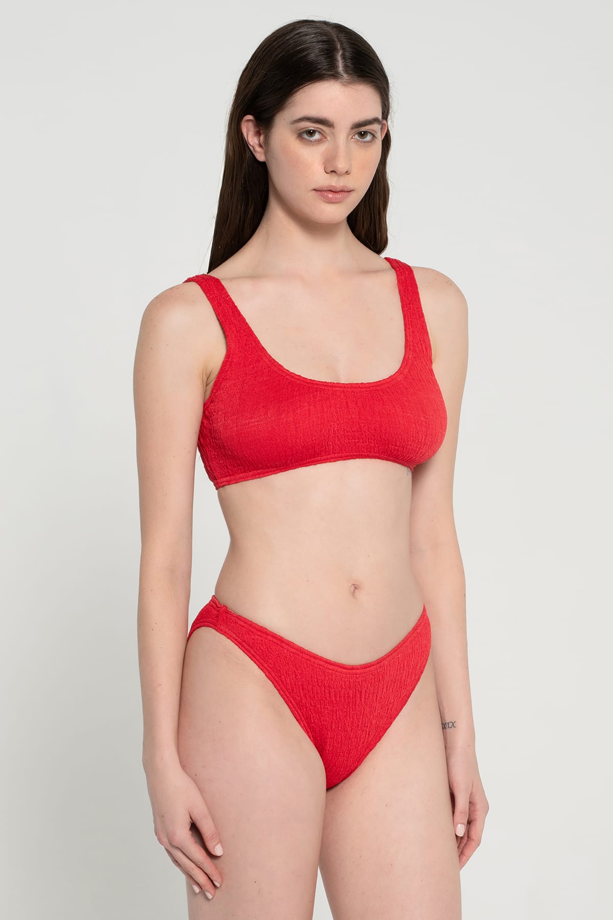 Pepper Vally cotton swimwear bikini bustier red side
