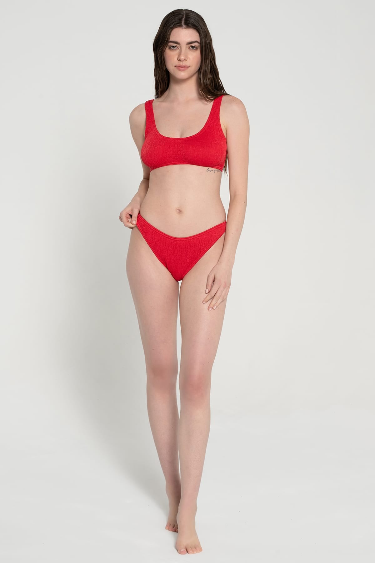 Pepper Vally cotton swimwear bikini bustier red lifestyle