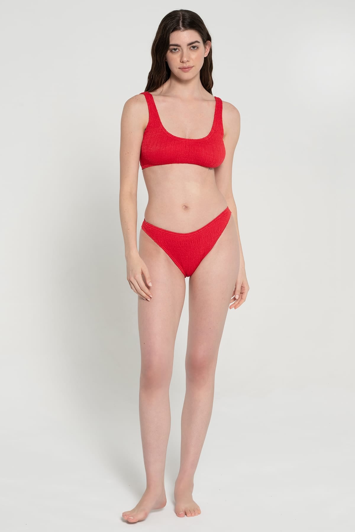 Pepper Vally cotton swimwear bikini bustier red studio