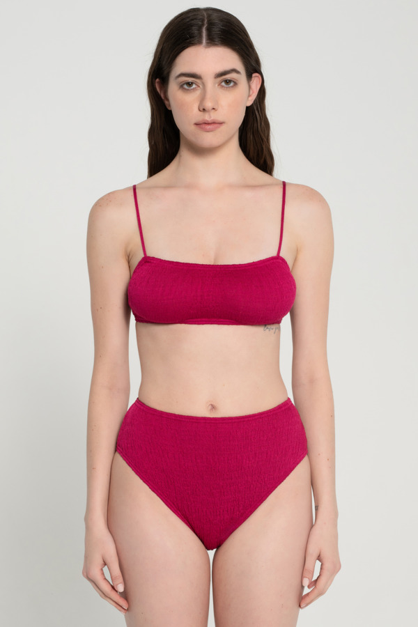 Pepper Vally cotton high-waisted bikini cherry front