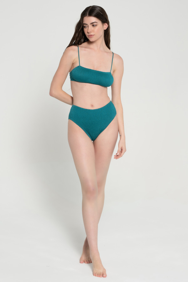 Pepper Vally cotton high-waisted bikini Ionian Teal cotton swimwear