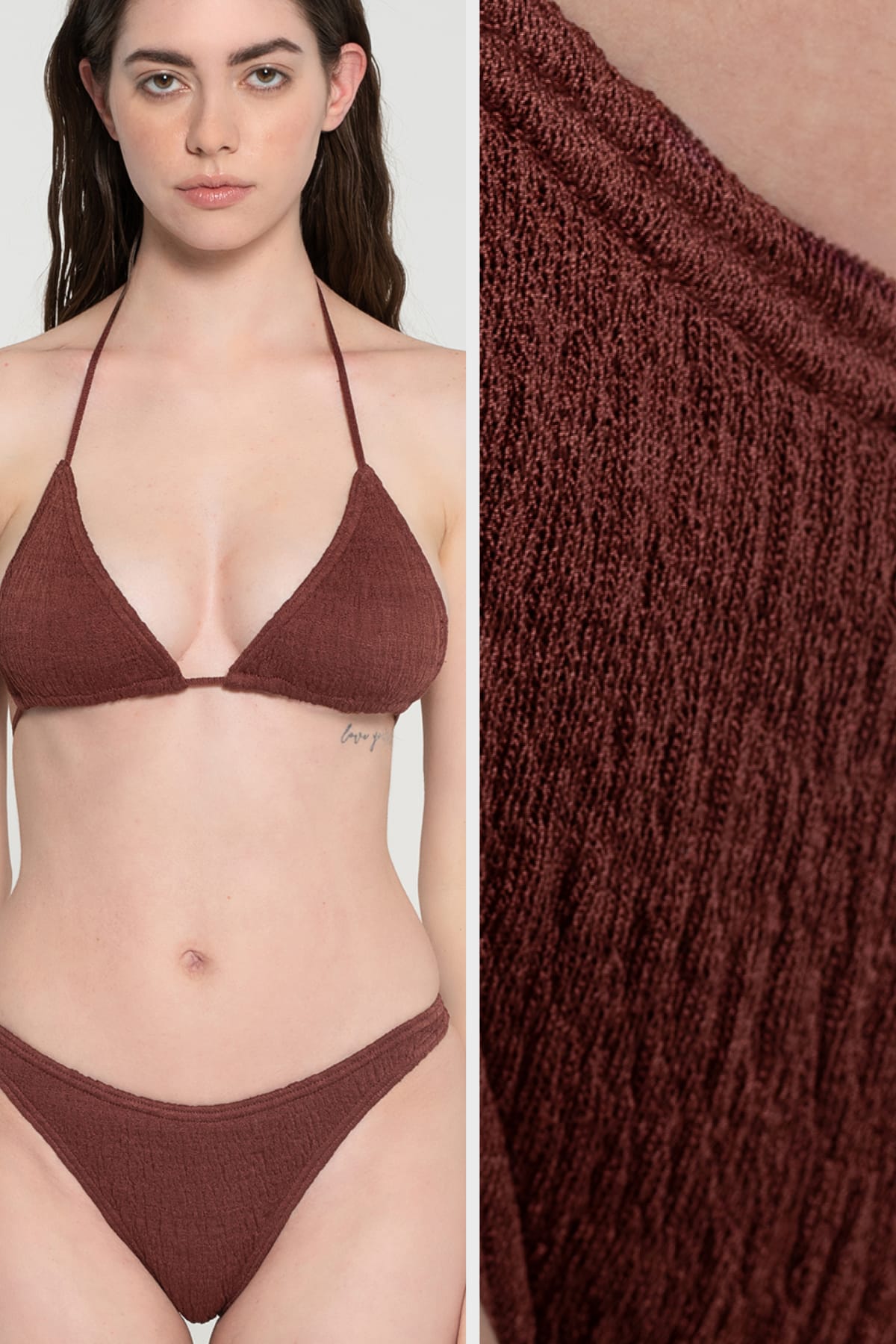 Pepper Vally cotton mini bikini and fabric brown wine hero