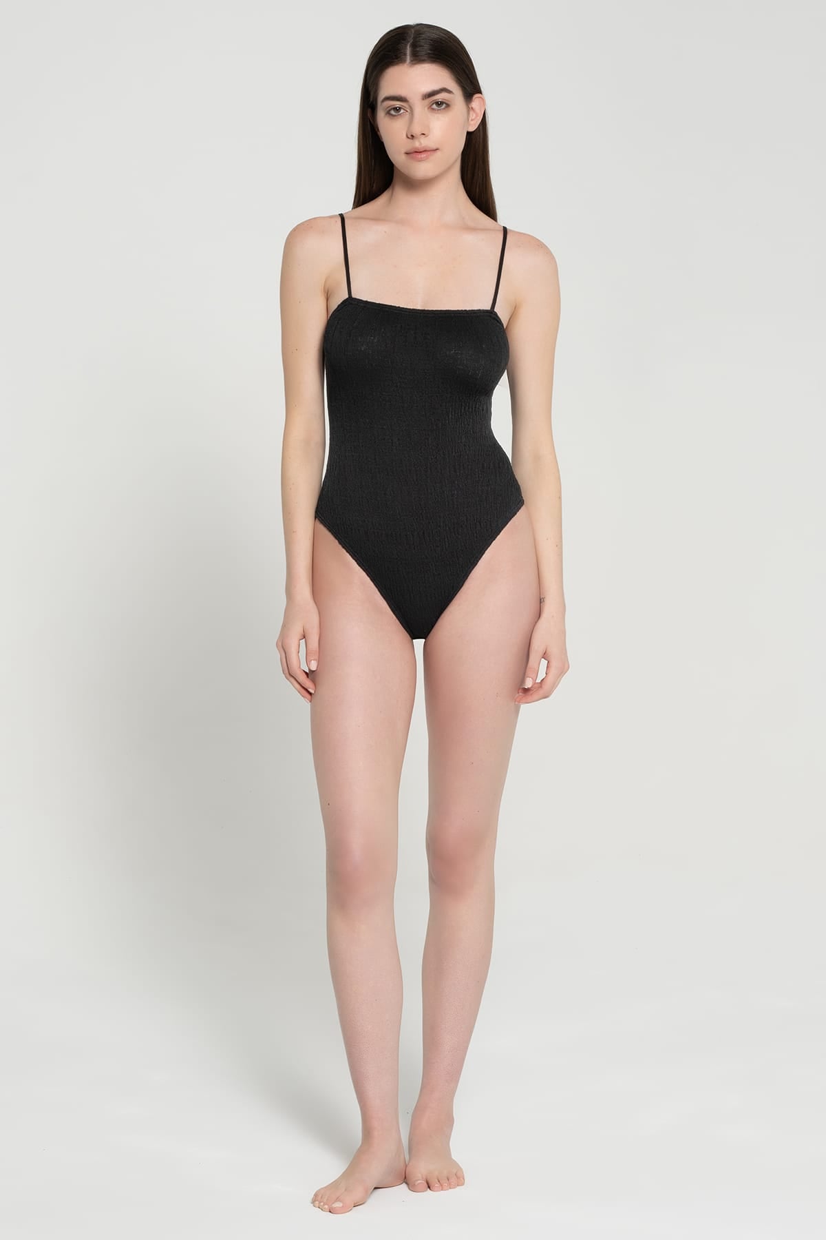 Pepper Vally cotton one-piece swimwear Linear black hero