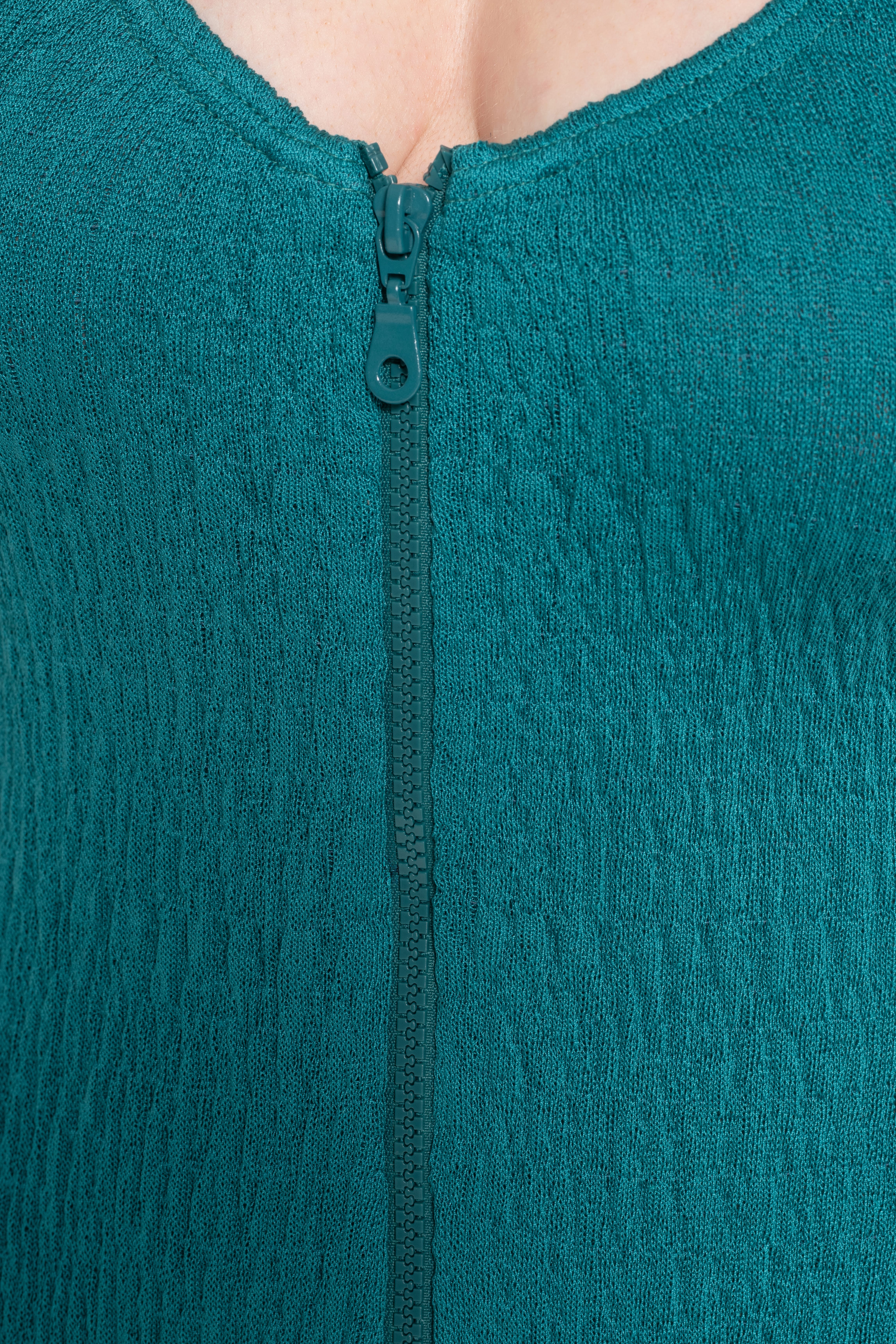 Pepper Vally cotton one-piece swimwear zipper ionian teal detail