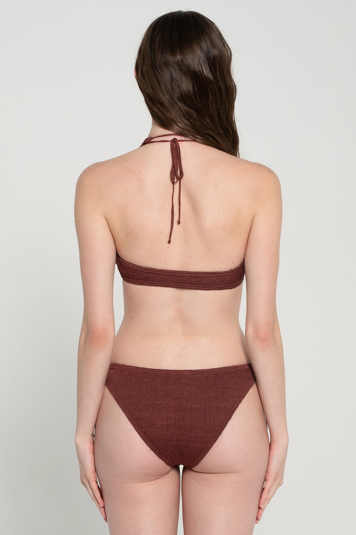 Pepper Vally cotton triangle bikini brown wine back