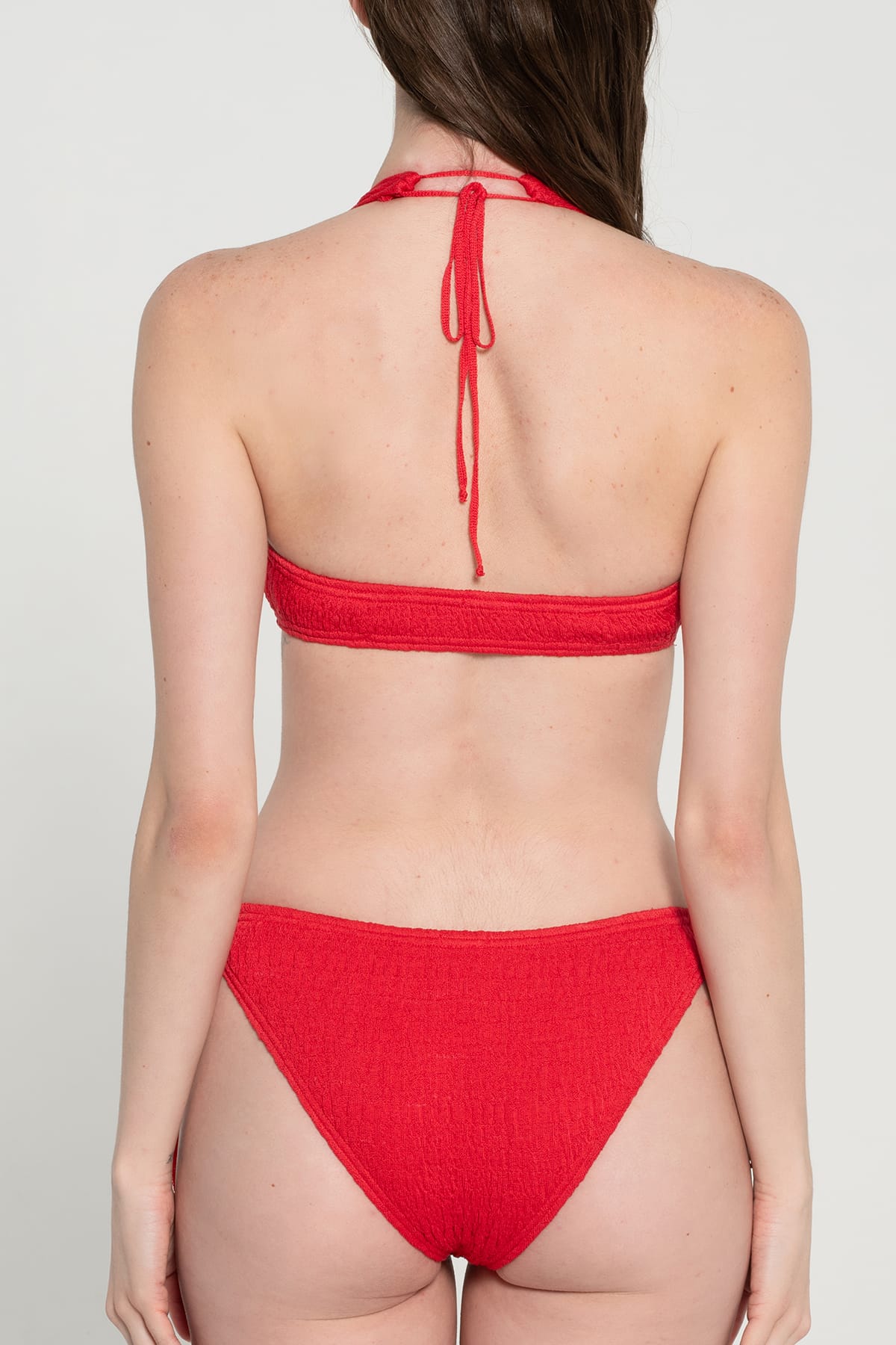 Pepper Vally cotton triangle bikini red back