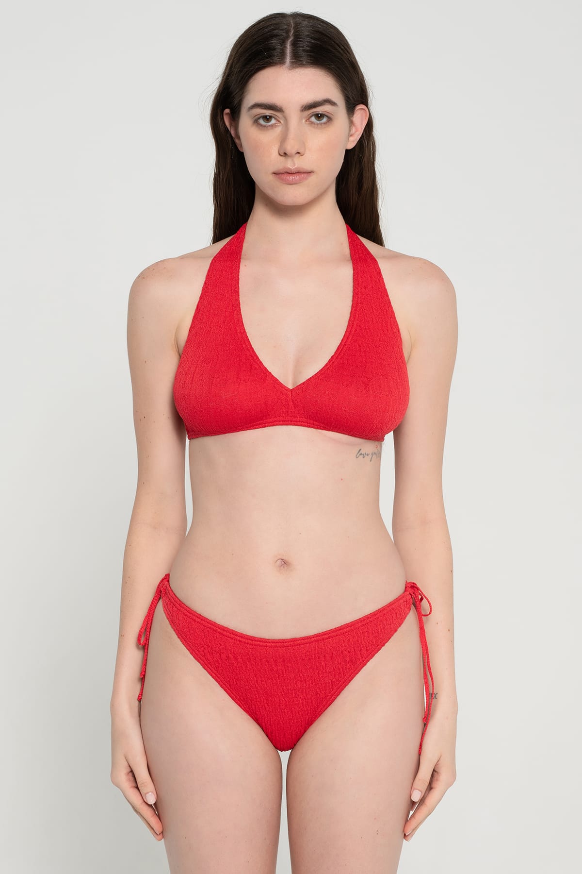 Pepper Vally cotton triangle bikini red lefestyle