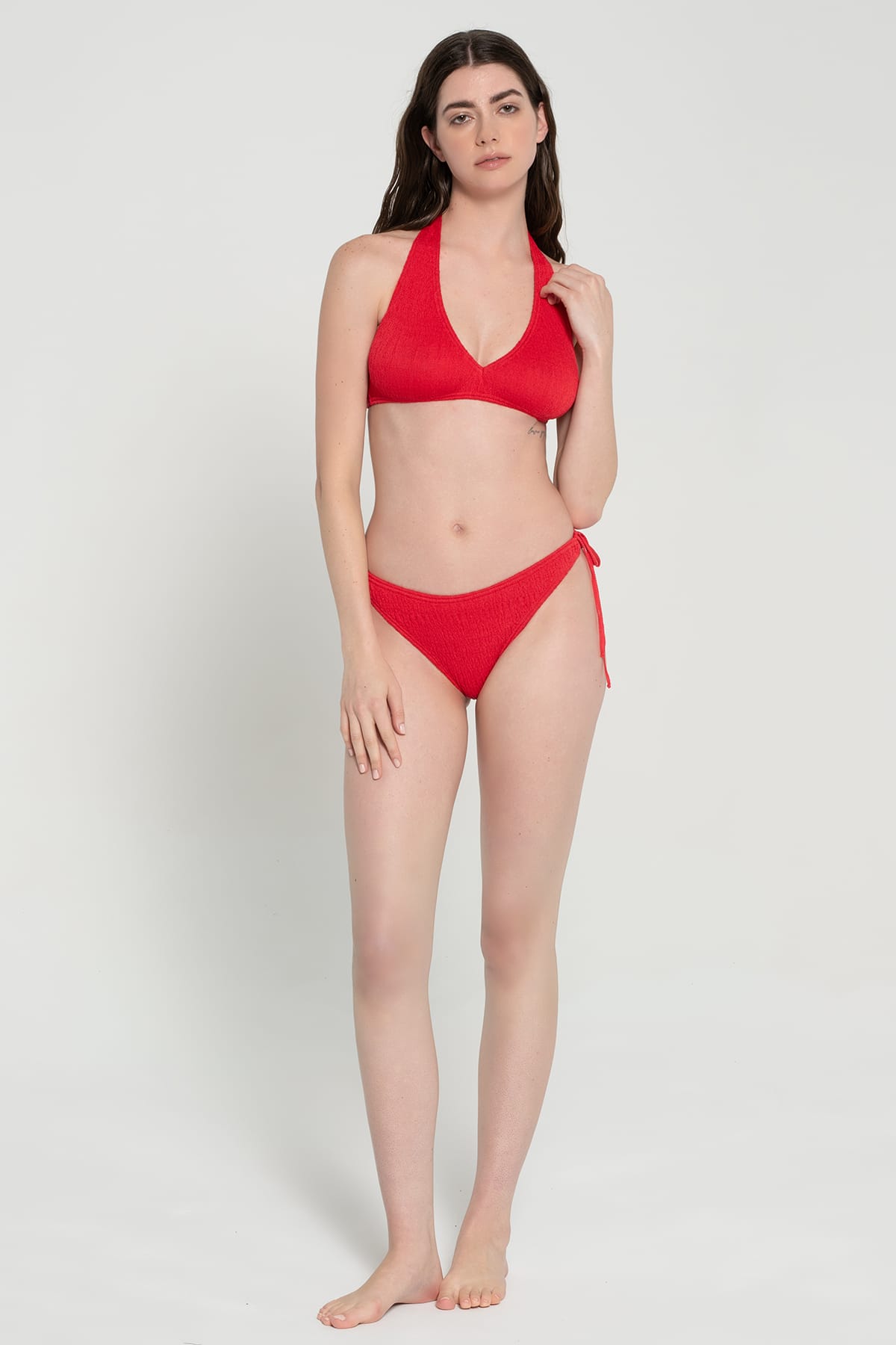 Pepper Vally cotton triangle bikini red lifestyle